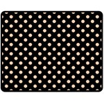 Polka Dots - Apricot Orange on Black Double Sided Fleece Blanket (Medium) (Two Sides)