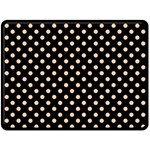 Polka Dots - Apricot Orange on Black Double Sided Fleece Blanket (Large) (Two Sides)
