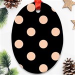 Polka Dots - Apricot Orange on Black Ornament (Oval)