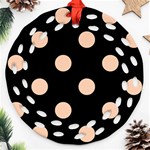 Polka Dots - Apricot Orange on Black Ornament (Round Filigree)