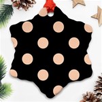 Polka Dots - Apricot Orange on Black Snowflake Ornament (Two Sides)