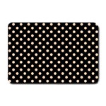 Polka Dots - Apricot Orange on Black Small Doormat