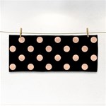 Polka Dots - Apricot Orange on Black Hand Towel
