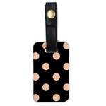 Polka Dots - Apricot Orange on Black Luggage Tag (One Side)