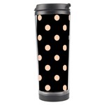 Polka Dots - Apricot Orange on Black Travel Tumbler