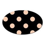 Polka Dots - Apricot Orange on Black Magnet (Oval)