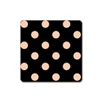Polka Dots - Apricot Orange on Black Magnet (Square)