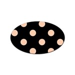 Polka Dots - Apricot Orange on Black Sticker (Oval)