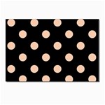 Polka Dots - Apricot Orange on Black Postcards 5  x 7  (Pkg of 10)