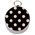 Polka Dots - Apricot Orange on Black Silver Compass