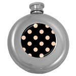 Polka Dots - Apricot Orange on Black Hip Flask (5 oz)