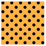 Polka Dots - Black on Pastel Orange Large Satin Scarf (Square)