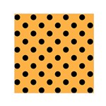 Polka Dots - Black on Pastel Orange Small Satin Scarf  (Square)
