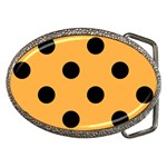 Polka Dots - Black on Pastel Orange Belt Buckle