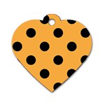 Polka Dots - Black on Pastel Orange Dog Tag Heart (Two Sides)