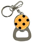 Polka Dots - Black on Pastel Orange Bottle Opener Key Chain