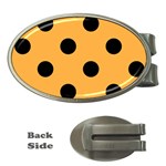 Polka Dots - Black on Pastel Orange Money Clip (Oval)
