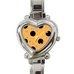 Polka Dots - Black on Pastel Orange Heart Italian Charm Watch