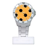 Polka Dots - Black on Pastel Orange Nurses Watch