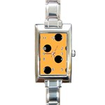 Polka Dots - Black on Pastel Orange Rectangle Italian Charm Watch