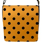 Polka Dots - Black on Pastel Orange Flap Closure Messenger Bag (S)