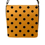 Polka Dots - Black on Pastel Orange Flap Closure Messenger Bag (L)