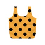 Polka Dots - Black on Pastel Orange Full Print Recycle Bag (S)