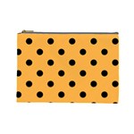 Polka Dots - Black on Pastel Orange Cosmetic Bag (L)