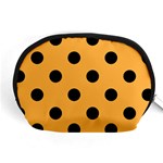 Polka Dots - Black on Pastel Orange Accessory Pouch (Medium)