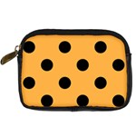 Polka Dots - Black on Pastel Orange Digital Camera Leather Case