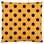 Polka Dots - Black on Pastel Orange Large Cushion Case (Two Sides)