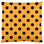 Polka Dots - Black on Pastel Orange Large Flano Cushion Case (One Side)