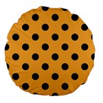 Polka Dots - Black on Pastel Orange Large 18  Premium Round Cushion