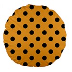 Polka Dots - Black on Pastel Orange Large 18  Premium Flano Round Cushion