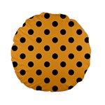 Polka Dots - Black on Pastel Orange Standard 15  Premium Flano Round Cushion