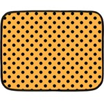 Polka Dots - Black on Pastel Orange Fleece Blanket (Mini)