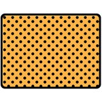 Polka Dots - Black on Pastel Orange Fleece Blanket (Large) (One Side)