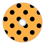 Polka Dots - Black on Pastel Orange CD Wall Clock