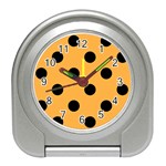 Polka Dots - Black on Pastel Orange Desk Alarm Clock