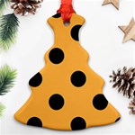 Polka Dots - Black on Pastel Orange Christmas Tree Ornament (Two Sides)