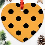 Polka Dots - Black on Pastel Orange Ornament (Heart)
