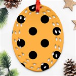Polka Dots - Black on Pastel Orange Ornament (Bell) Ornament (Oval Filigree)