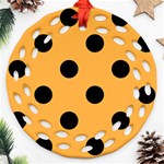 Polka Dots - Black on Pastel Orange Ornament (Round Filigree)