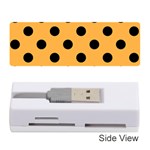 Polka Dots - Black on Pastel Orange Memory Card Reader (Stick)