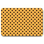 Polka Dots - Black on Pastel Orange Large Doormat