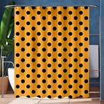 Polka Dots - Black on Pastel Orange Shower Curtain 60  x 72  (Medium)