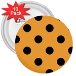 Polka Dots - Black on Pastel Orange 3  Button (10 pack)