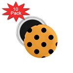 Polka Dots - Black on Pastel Orange 1.75  Magnet (10 pack)