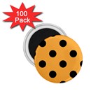 Polka Dots - Black on Pastel Orange 1.75  Magnet (100 pack)