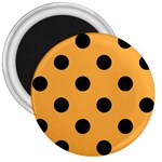 Polka Dots - Black on Pastel Orange 3  Magnet
